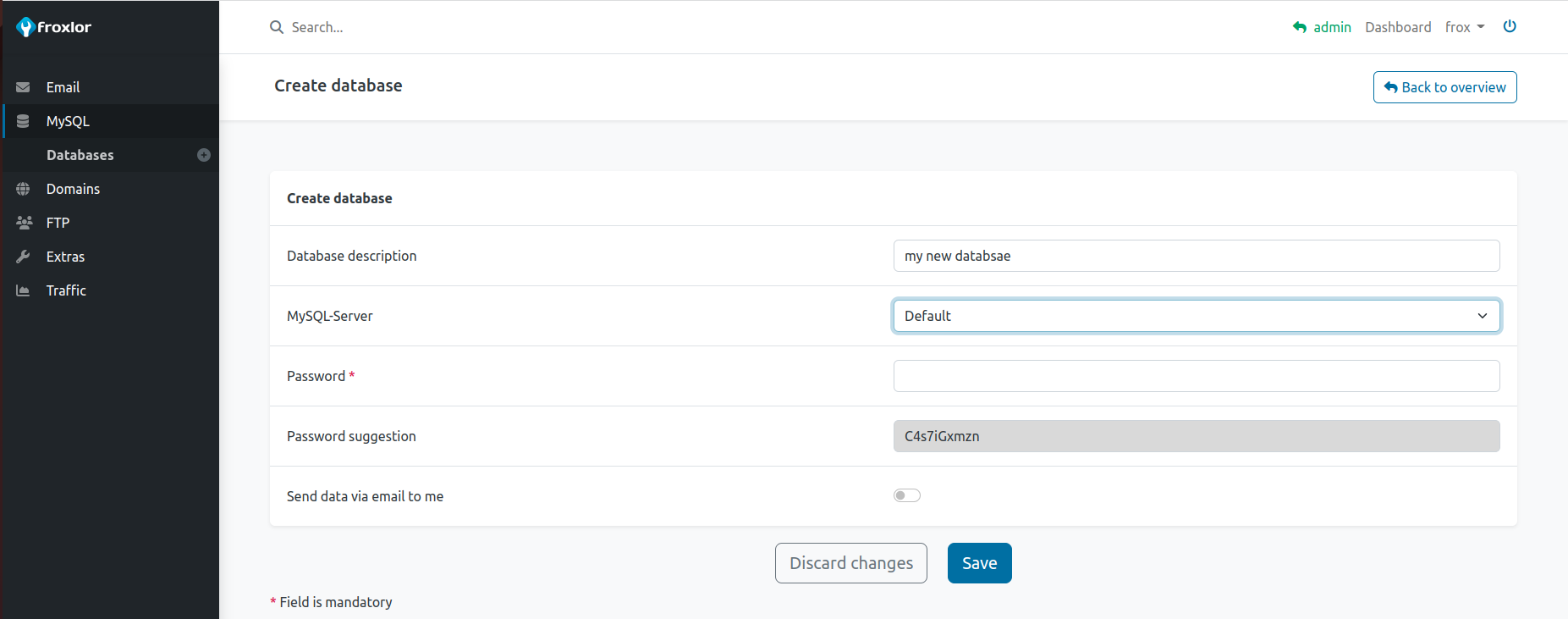 Add new database with selection of MySQL server