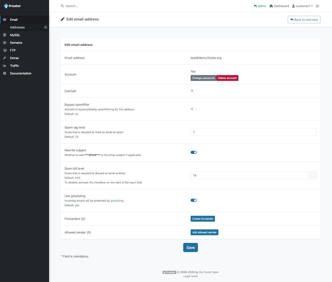 Email account overview