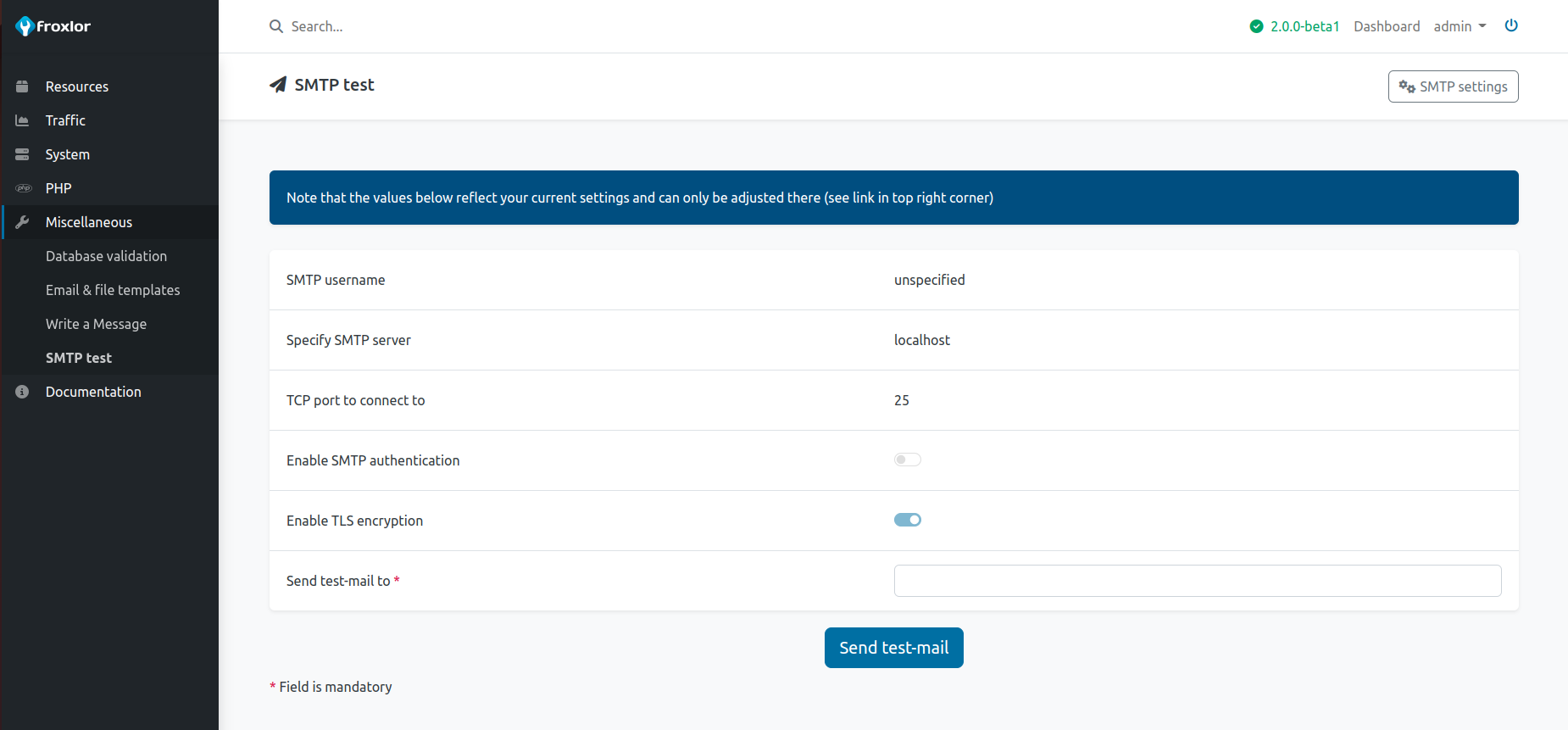 Test your SMTP settings